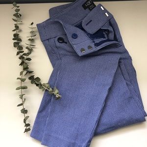 Loft- 0P blue&white checkered style Pants